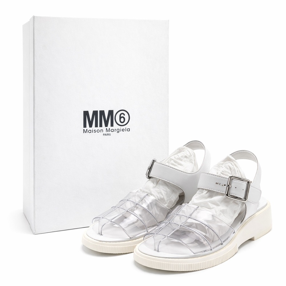 MM6 Maison Margiela White Transparent PVC Strap Sandals EU 35 US 5 NIB